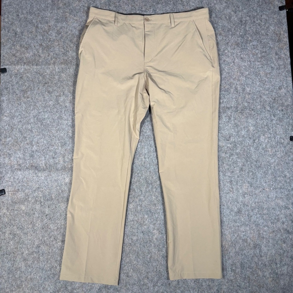 Johnston & Murphy XC4 Pants Mens 38‎ R Tan Performance Golf Stretch 74-3481